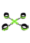 Ouch! Hand & Ankle Cuffs with Hogtie Glow in the Dark - Green